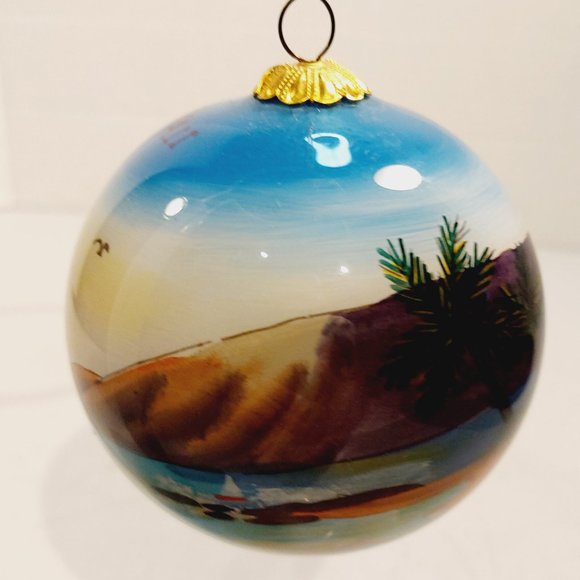 Pier 1 Li Bien "Maui Hawaii" Reverse Painted Glass Christmas Ornament - Picture 4 of 8